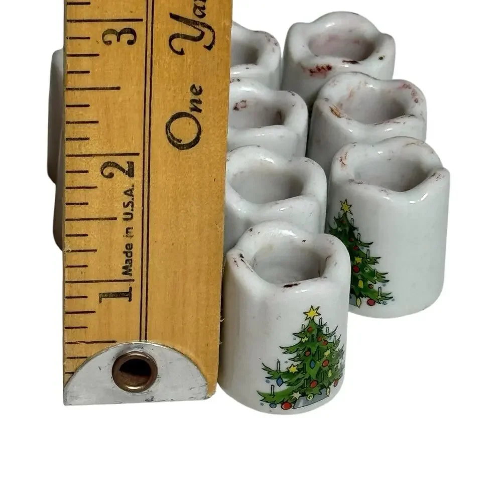 West Germany Porcelain Christmas Tree Candle Holder Miniature Lot Of 10